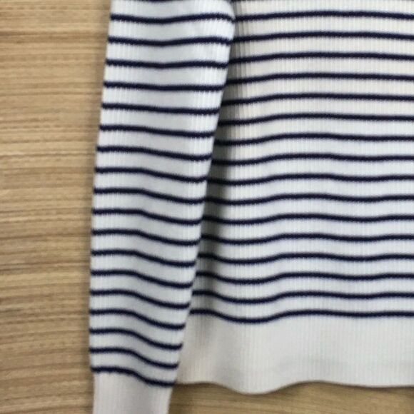 Bloomingdale’s Chunky Knit Striped Merino Wool Unisex Turtleneck Sweater Size L - Picture 6 of 9